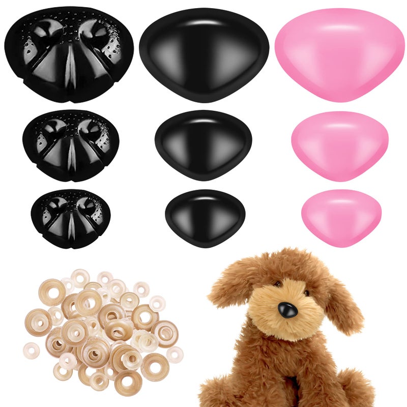 KIGEAPUEL 90 Pcs Safety Noses for Amigurumi Large Pink Safety Noses for Animals Doll Noses Crochet Noses with Washers 11mm 15mm 20mm for Craft Doll Puppet Plush Toy Bear Accessories - Image 1