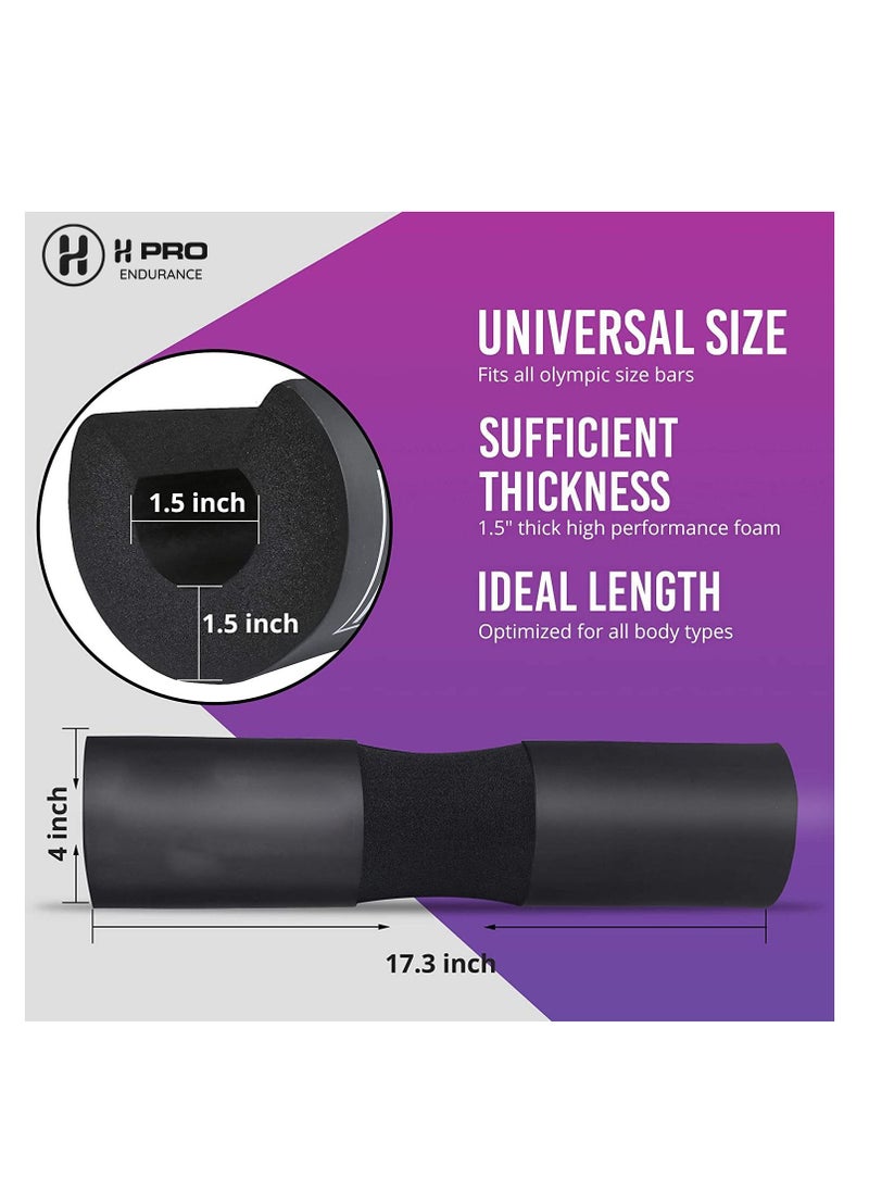 H PRO - Pro Squat Pad For Standard And Olympic Barbells With Safety Straps| Neck & Shoulder Foam Pad For Weightlifting, Hip Thrusts, Squats And Lunges - Image 1