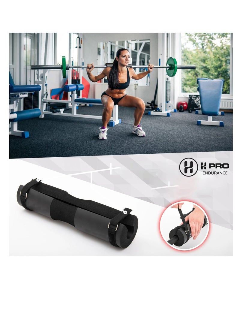 H PRO - Pro Squat Pad For Standard And Olympic Barbells With Safety Straps| Neck & Shoulder Foam Pad For Weightlifting, Hip Thrusts, Squats And Lunges - Image 1