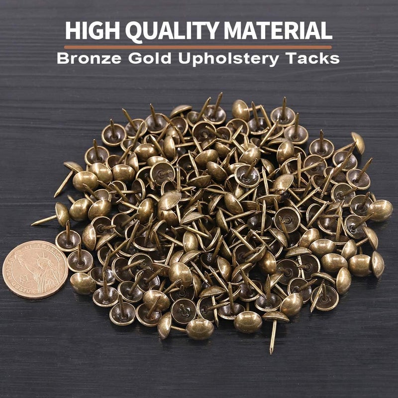 Keadic 300Pcs [ 7/16" in Diameter] Antique Upholstery Tacks Furniture Nails Pins Kit for Upholstered Furniture Cork Board or DIY Projects - Bronze - Image 3
