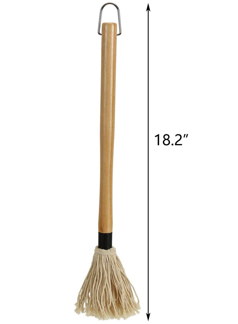 SOLARAE 2 Pack BBQ Basting Mop with 6 Extra Replacement Heads, Grill Basting Mop Wooden Long Handle Perfect for BBQ Grilling Smoking Steak (18.2 Inch) - Image 2