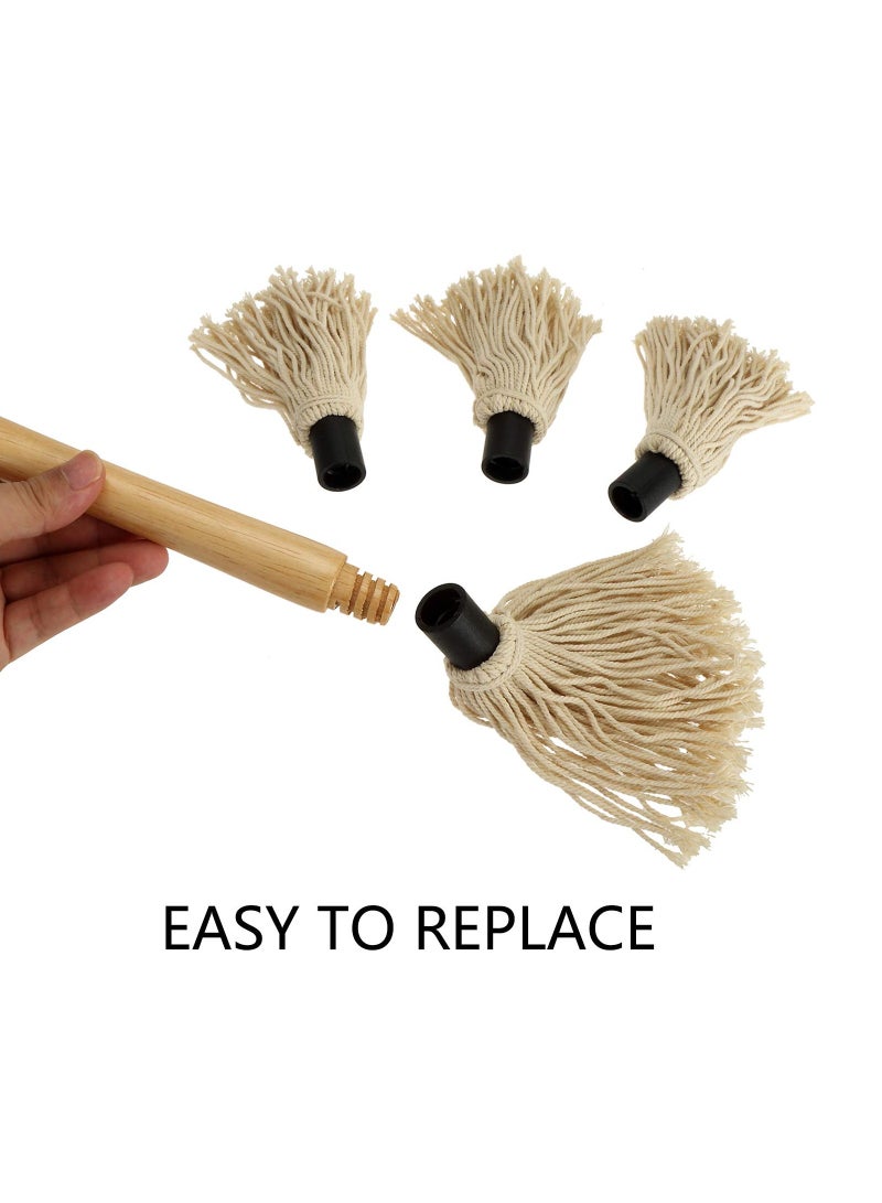 SOLARAE 2 Pack BBQ Basting Mop with 6 Extra Replacement Heads, Grill Basting Mop Wooden Long Handle Perfect for BBQ Grilling Smoking Steak (18.2 Inch) - Image 3