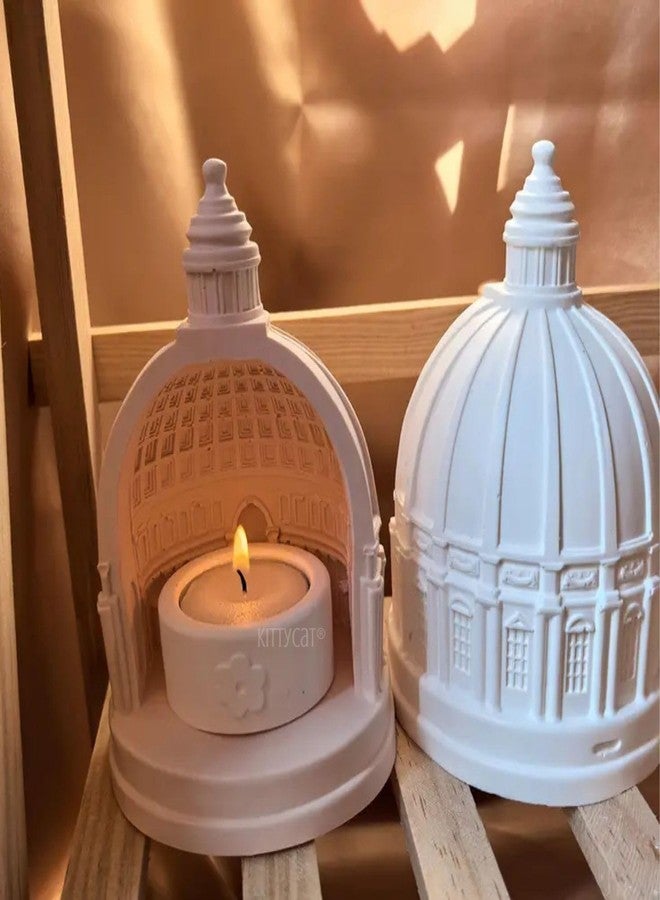Kitty Cat® Dome Shaped Candle Holder & Trinket Tray | Concrete Tealight Holder for Home Decor | Roman Architecture Showpiece | Diwali Gift Item for Housewarming, Table Decor, Festivals - Image 1
