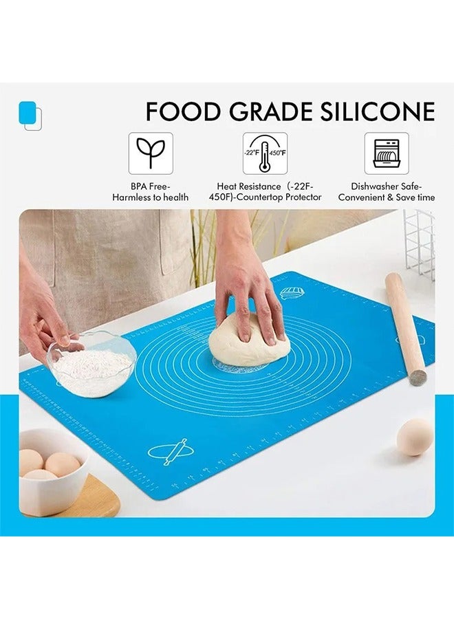 ماكال حصيرة خبز سيليكون كبيرة، مناسبة لعجن العجين، الفطائر، وعجين البيتزا، حصيرة غير لاصقة للمطبخ بحجم 64×45 سم (أزرق) - Image 3