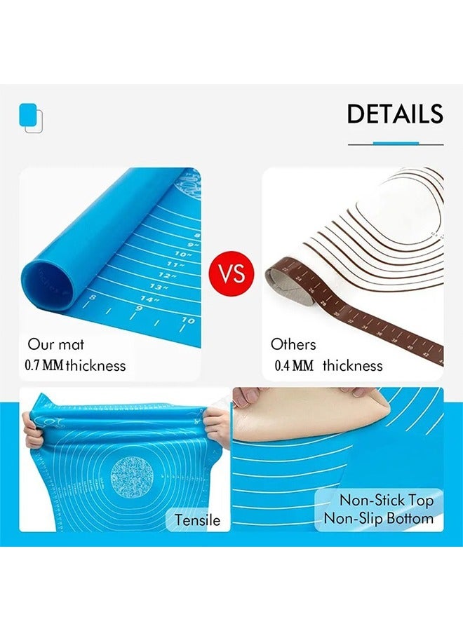 ماكال حصيرة خبز سيليكون كبيرة، مناسبة لعجن العجين، الفطائر، وعجين البيتزا، حصيرة غير لاصقة للمطبخ بحجم 64×45 سم (أزرق) - Image 4