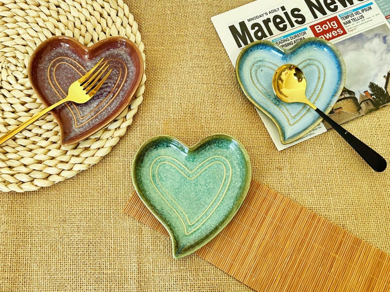 Rhobtyne Ceramic Spoon Rest for Stove Top, Heart Cute Spoon Rest for Kitchen Counter, Cooking Spoon Holder for Kitchen Counter, Utensil Rest Spatula Rest Ladle Holder Tong Rest (Retro Mist Green) - Image 3