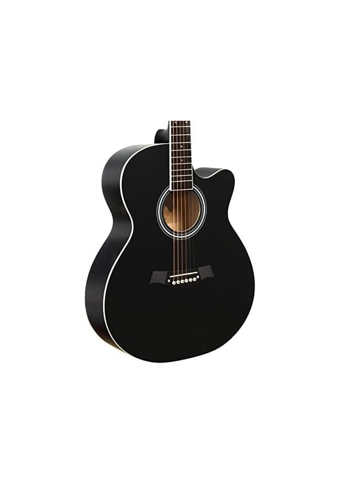MegArya 40-Inch Black Acoustic Guitar with Inbuilt Truss Rod, Matte Finish - Image 2