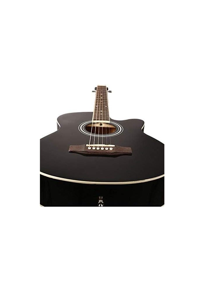 MegArya 40-Inch Black Acoustic Guitar with Inbuilt Truss Rod, Matte Finish - Image 3