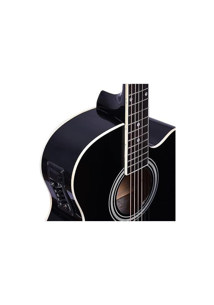 MegArya 40-Inch Black Acoustic Guitar with Inbuilt Truss Rod, Matte Finish - Image 5