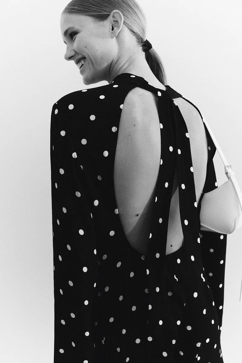 H&M Tie-Detail Open-Back Dress
