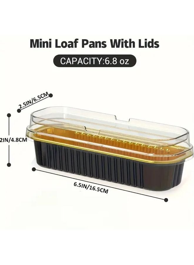 Golden Color 30pcs Mini Loaf Baking Pans With Lids 6 8oz Rectangle Aluminum Foil Containers - Image 3