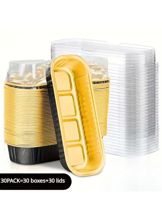 Golden Color 30pcs Mini Loaf Baking Pans With Lids 6 8oz Rectangle Aluminum Foil Containers - Image 2