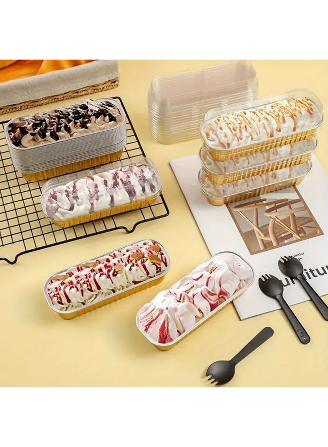 Golden Color 30pcs Mini Loaf Baking Pans With Lids 6 8oz Rectangle Aluminum Foil Containers - Image 4