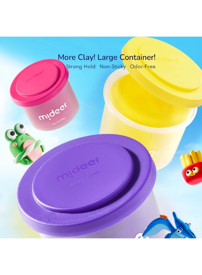 Mideer Airy Fun Clay 24 Colors Set – Soft Lightweight Modeling Clay for Kids Age 3+, Non Sticky Air Dry Craft Clay with Sculpting Tools, Creative DIY Art & Craft Play Dough Kit - Image 2