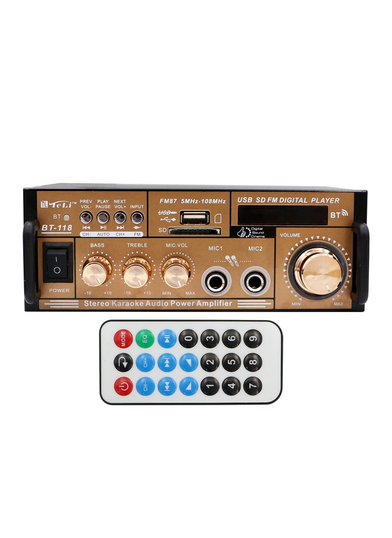 Teli مضخم صوت ستيريو كاريوكي تيلي، ذهبي/أسود - Image 3