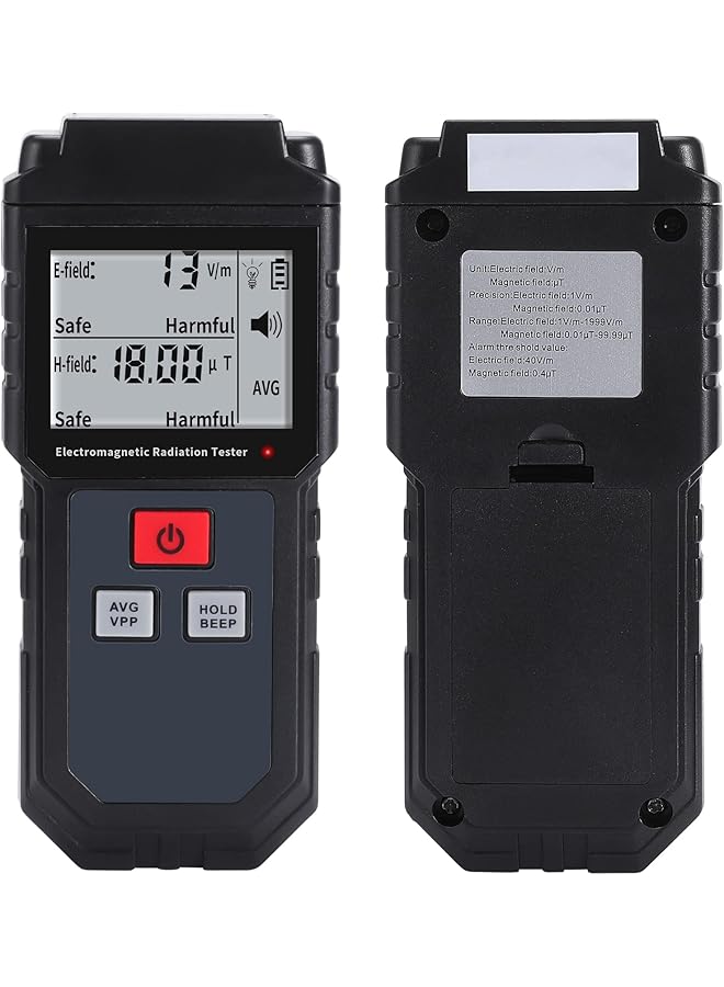 KASTWAVE Emf Meter, Portable Digital Radiation Detector, Handheld Emf Detector For Home/Outdoor, Electric/Magnetic Field/Ghost Detector - Led Light & Sound Alarm Black (1-1999V/M, 0.01-99.99Μt) - Image 1