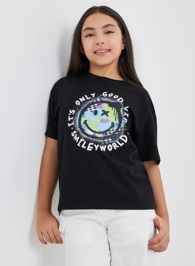 Styli Styli Graphic Print Short Sleeve T-Shirt