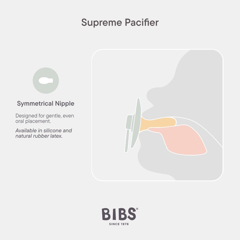 BIBS Pacifiers - Supreme Collection | BPA-Free Baby Pacifier | Made in Denmark | Set of 2 Iron/Baby Blue Color Premium Soothers | Size 0-6 Months - Image 3