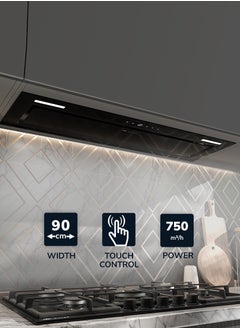 MILLEN 90cm Built In Black Glass Range Hood  - Image 2
