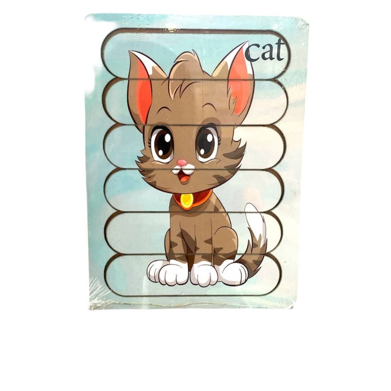 Strip Puzzle Cat Shape, Blue Grey - R7-3-F - Image 2