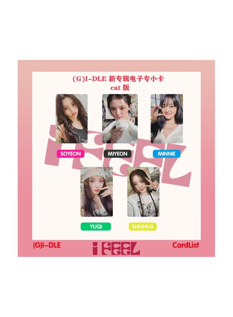 NIBEMINENT 5 Pcs Kpop (G)I-DLE FEEL Lomo Cards Card For Fans Collection Gifts