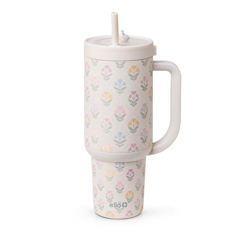 Ello Oasis 40oz Stainless Steel Water Bottle - Flower Quilt - Image 1