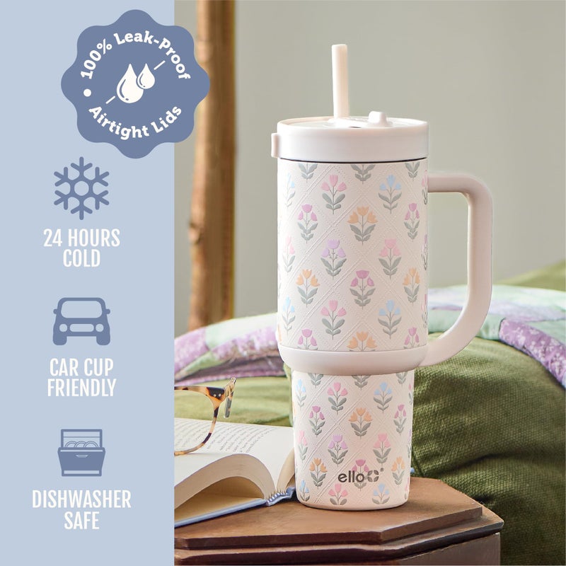 Ello Oasis 40oz Stainless Steel Water Bottle - Flower Quilt - Image 5