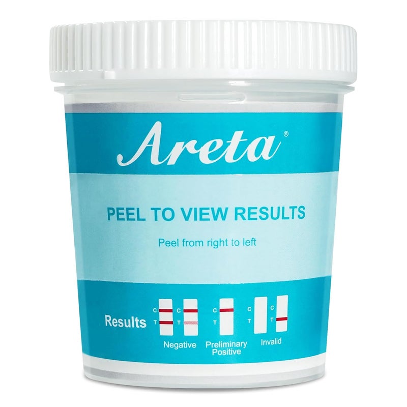 Areta Multi-Drug Test Cup: (12 Pack) at Home Drug Test Kit, Testing 5 Drugs Amphetamine (AMP), Oxazepam (BZO), Cocaine (COC), Morphine (OPI 2000), Cannabinoids (THC 50) -#ACDOA-754-12 - Image 1