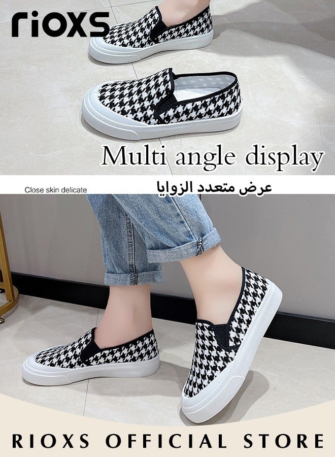 RIOXS Women's Slip on Shoes, Casual Low Top Sneakers, Fashionable Canvas Platform Shoes, Breathable Non-slip Shoes, Easy to Paired with Casual Clothes, Jeans or Skirts, Ladies Athlesiure Shoes  - Image 5