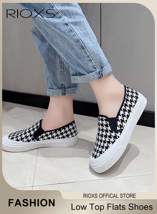 RIOXS Women's Slip on Shoes, Casual Low Top Sneakers, Fashionable Canvas Platform Shoes, Breathable Non-slip Shoes, Easy to Paired with Casual Clothes, Jeans or Skirts, Ladies Athlesiure Shoes  - Image 1