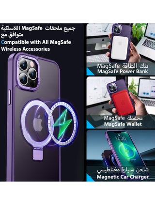 جراب مغناطيسي لموبايل ايفون 13 برو ماكس مع حامل غير مرئي من ايليجو، متوافق مع ماج سيف، جراب حماية ضد الصدمات، جراب موبايل رفيع غير لامع مع مغناطيس لموبايل ابل 13 برو ماكس (2021) (ارجواني) - view 2