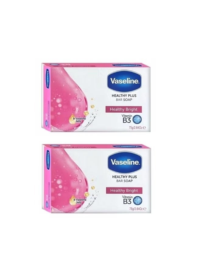 Vaseline Healthy Bright Soap Bar with Vitamin B3, 75g x 2 Pcs | Brightening & Moisturizing Bath Soap | Enhances Natural Skin Glow