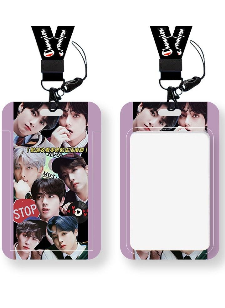 NIBEMINENT South Korea BTS Student Work Permit School Access Card Protective Cover With Lanyard 
