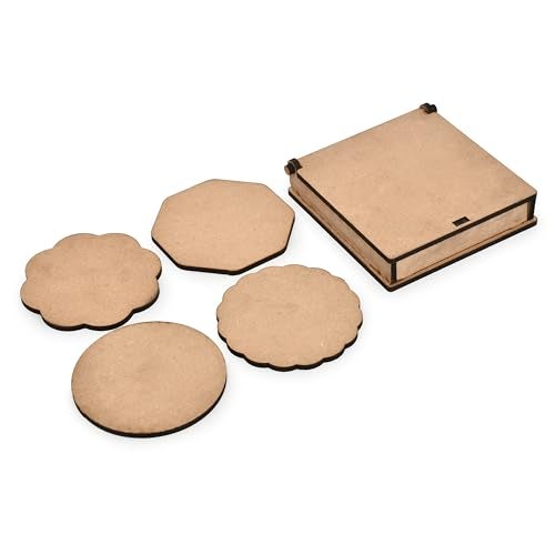 AARGKRAFT MDF Decorative Wooden Coasters with Box Set of 4 DIY - Image 2