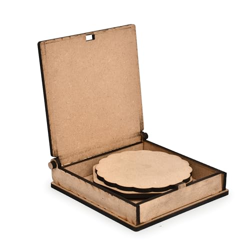 AARGKRAFT MDF Decorative Wooden Coasters with Box Set of 4 DIY - Image 1