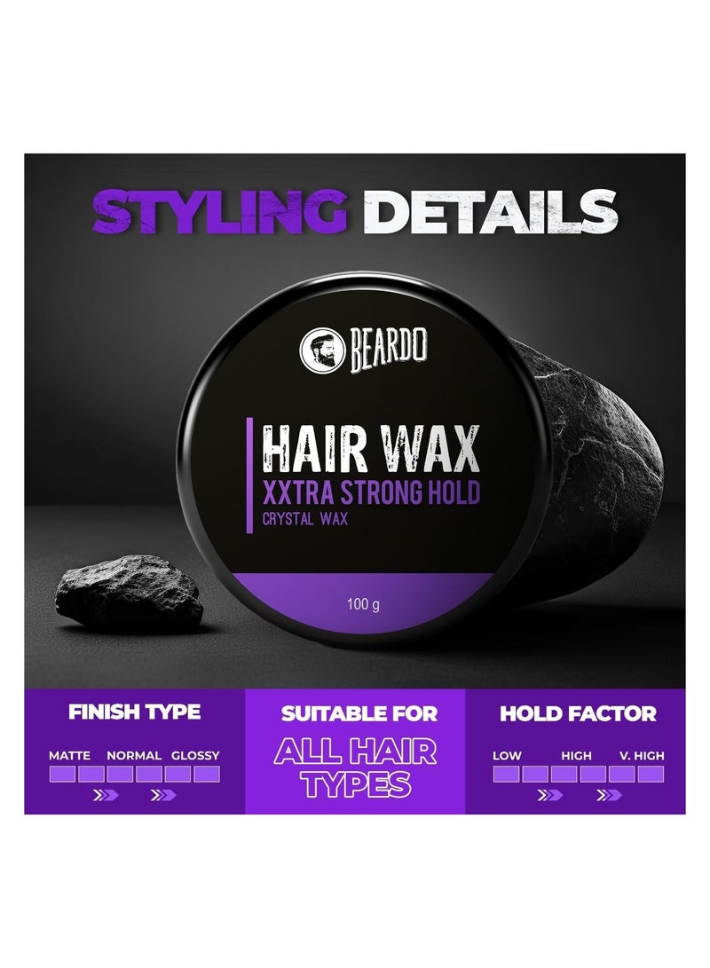 BEARDO Xxtra Stronghold Hair Wax, 100 gm (Pack of 2) | Crystal Hair Wax for Men | Styling Wax for Glossy Finish & Shine | Strong Hold - Image 5