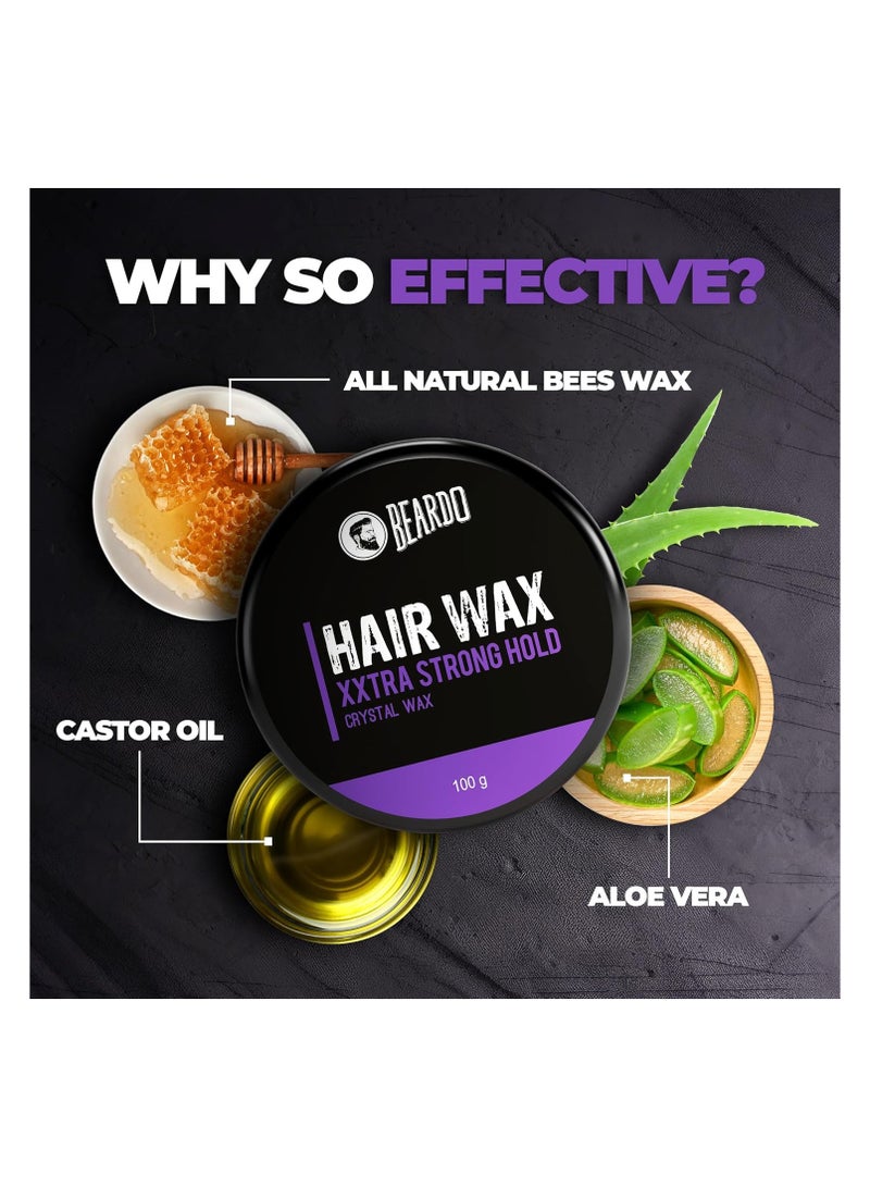 BEARDO Xxtra Stronghold Hair Wax, 100 gm (Pack of 2) | Crystal Hair Wax for Men | Styling Wax for Glossy Finish & Shine | Strong Hold - Image 4