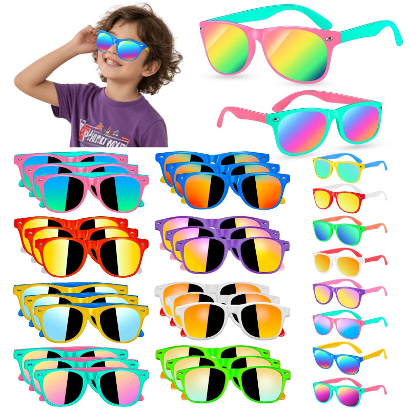Basytodio 24Pack Kids Sunglasses Bulk Party Favors for Kids 48 Neon Toddler Sunglasses Goodie Bag Stuffer Summer UV400 Protection Classroom Prizes Outdoor Pool Birthday Party Supplier Class Prizes Box Gifts - Image 2