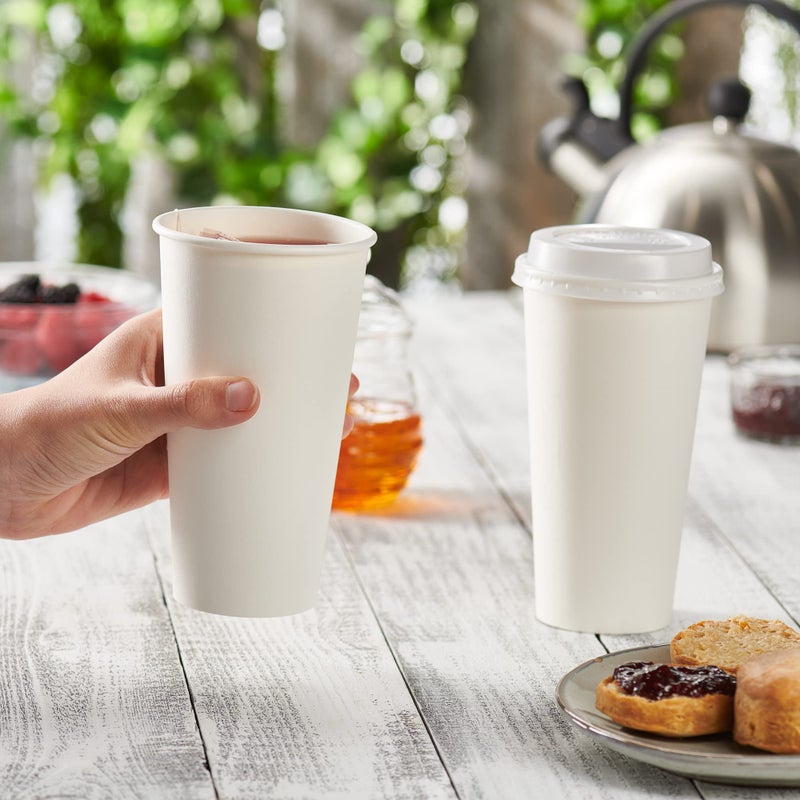 Comfy Package [20 oz. - 100 Count Disposable White Paper Cups  Hot Coffee Cups - Eco-Friendly Hot Cups - Image 3