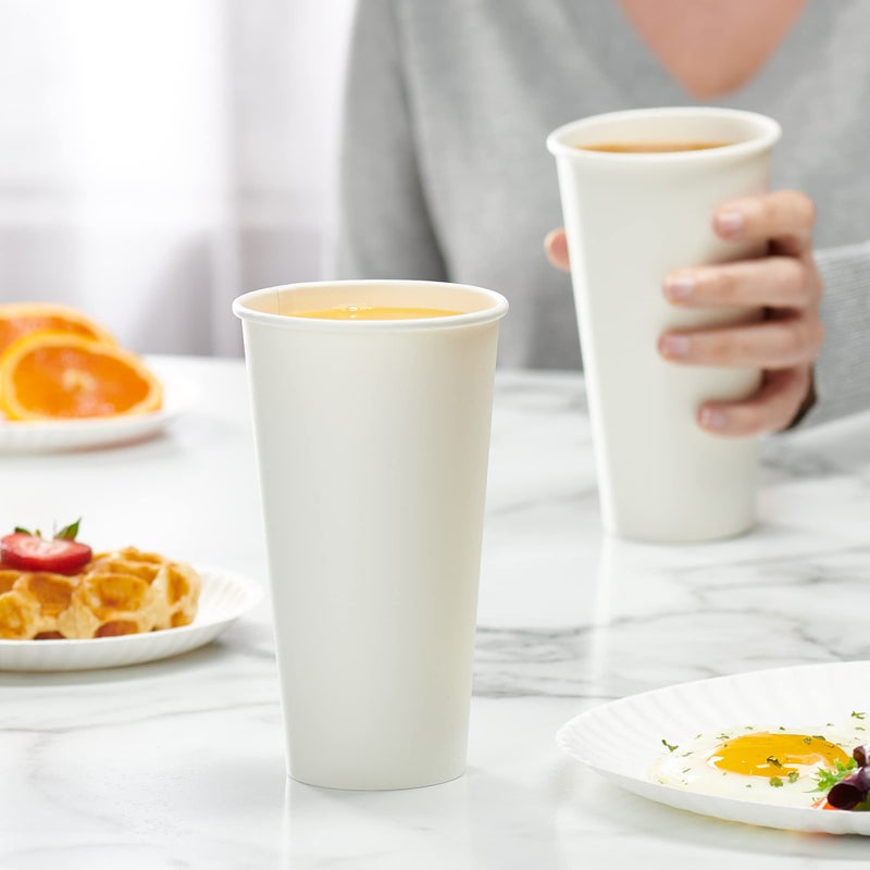 Comfy Package [20 oz. - 100 Count Disposable White Paper Cups  Hot Coffee Cups - Eco-Friendly Hot Cups - Image 5