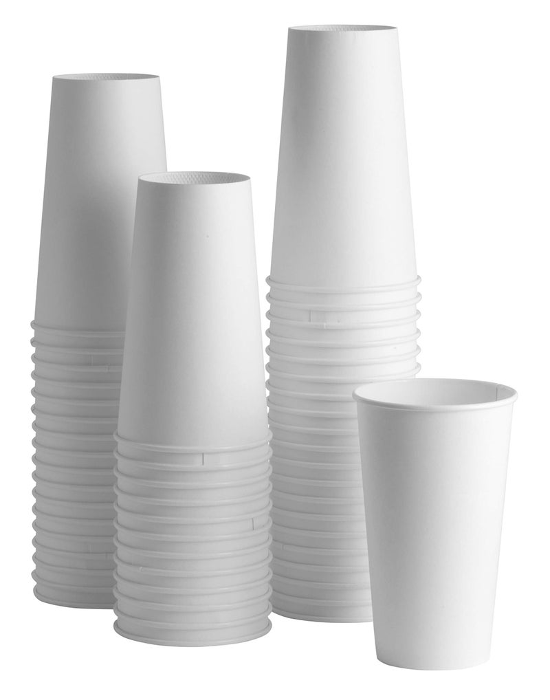 Comfy Package [20 oz. - 100 Count Disposable White Paper Cups  Hot Coffee Cups - Eco-Friendly Hot Cups - Image 1