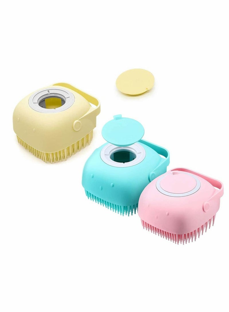 Silicone Body Brush, Bath Exfoliating Scrubber, 2-in-1 Shower with Gel Dispenser, Cleansing Massage Shampoo Brush for Baby Men Women - 3 Pieces - Image 1