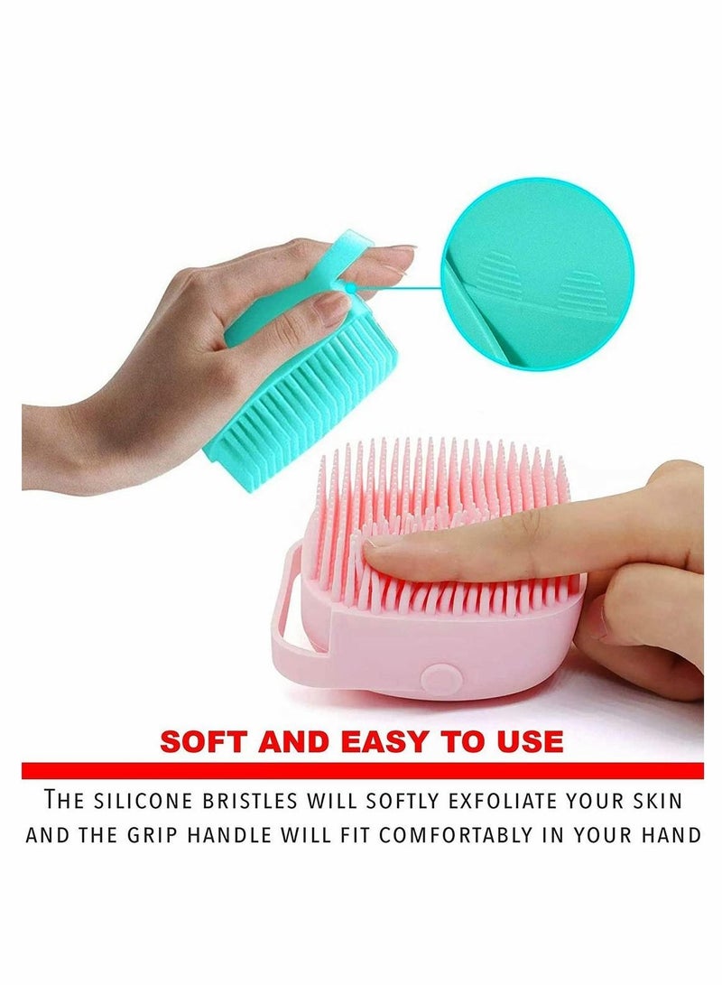 Silicone Body Brush, Bath Exfoliating Scrubber, 2-in-1 Shower with Gel Dispenser, Cleansing Massage Shampoo Brush for Baby Men Women - 3 Pieces - Image 5