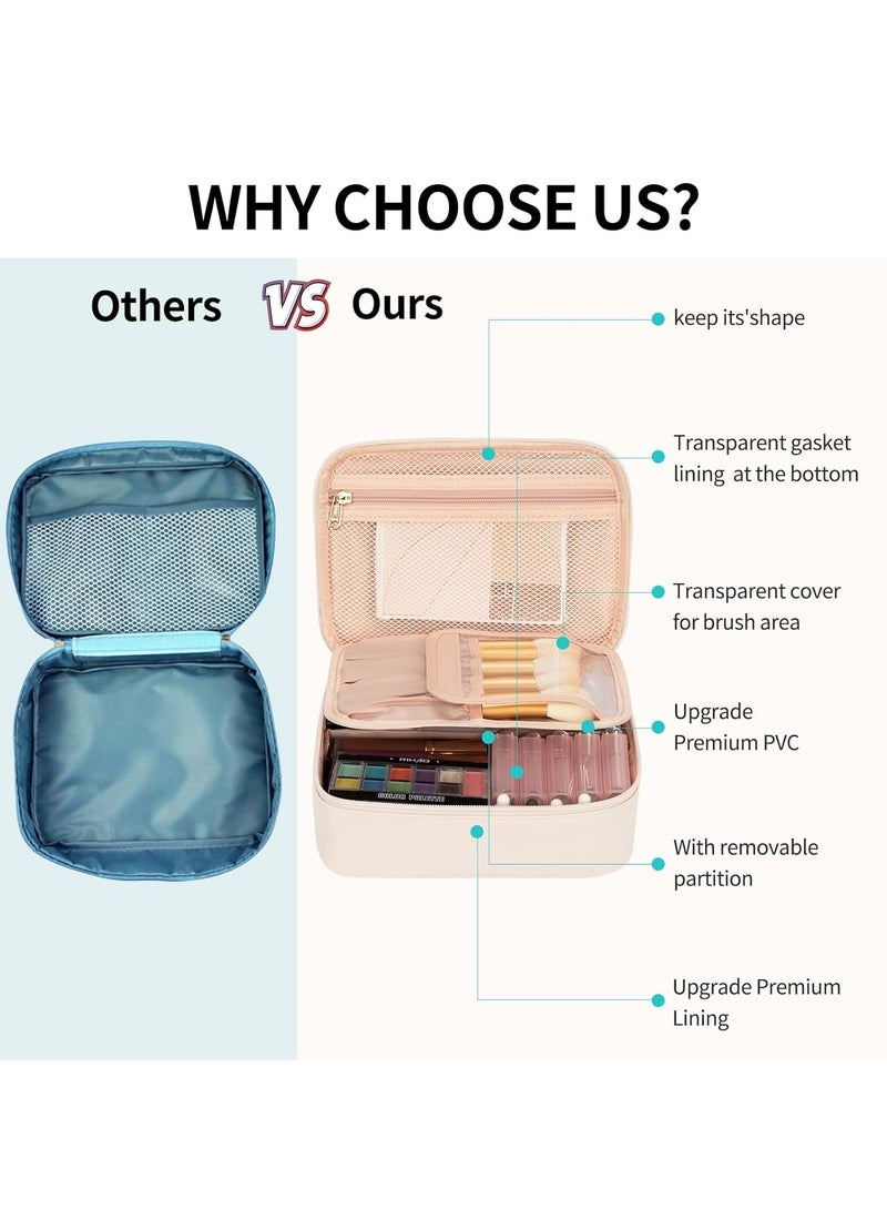 Portable Waterproof Makeup Bag - Professional Cosmetic Organizer with Dividers & Brush Compartments, Travel Toiletry Case for Women & Girls - Image 3