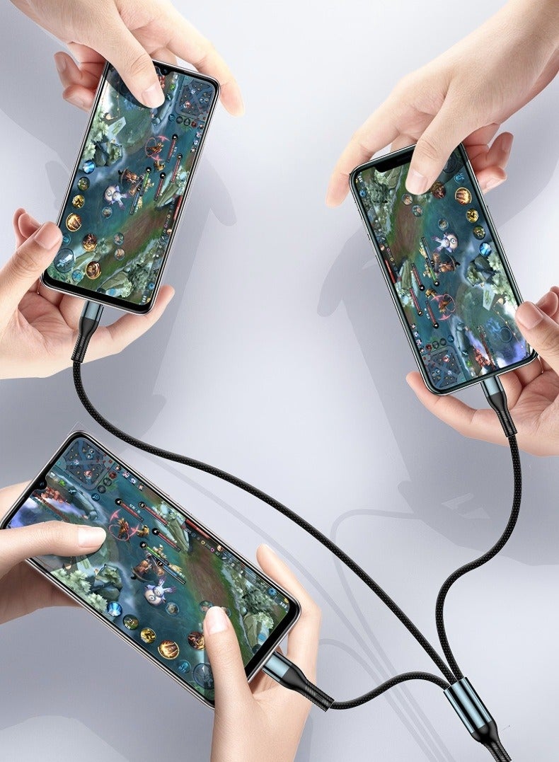 In Air 3-in-1 USB Fast Charging Cable - 120W Power Super Fast Charger Cords Universal Phone Charger, Multiple Charger Wire for Cellphone, Tablets and More 1.2 Meters Long - Image 3