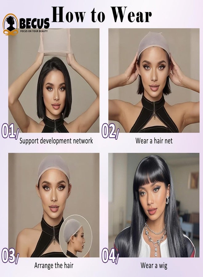 BECUS Extra Long 40'' Black Wig with Bangs, Straight Hair Wigs for Black Women, No Headband, Natural Look for Daily Wear, Party, Cosplay - Image 5