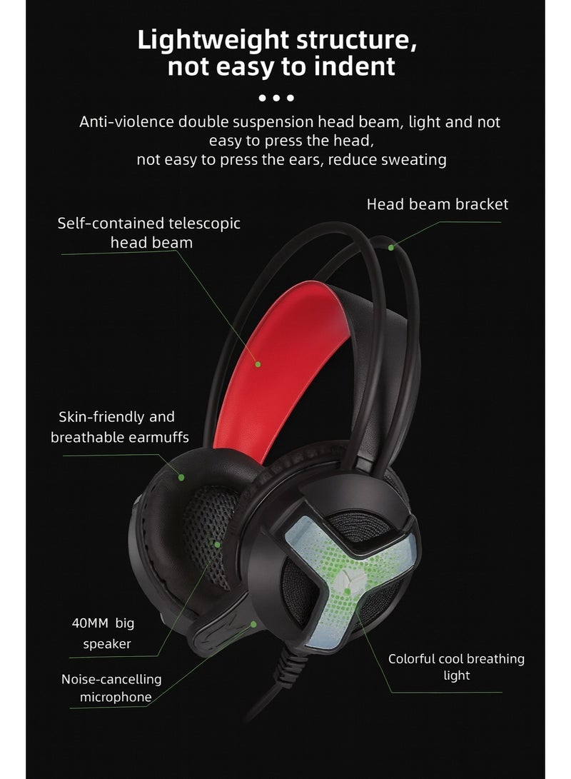 GH31 Wired Gaming Headset – Surround Sound with Deep Bass – High-Sensitivity Metal Microphone – Stylish LED Lighting - Image 4