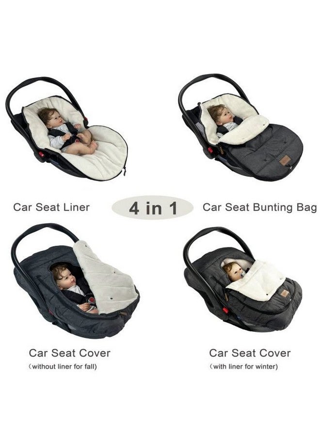 funlife 4 in 1 Premium Waterproof Universal Anti-Wind Infant Car Seat Cover Comes with Ultra Soft Fleece Car Seat Bunting Bag for Winter,Car Seat Cover Bunting Set for 0-12M - Image 2