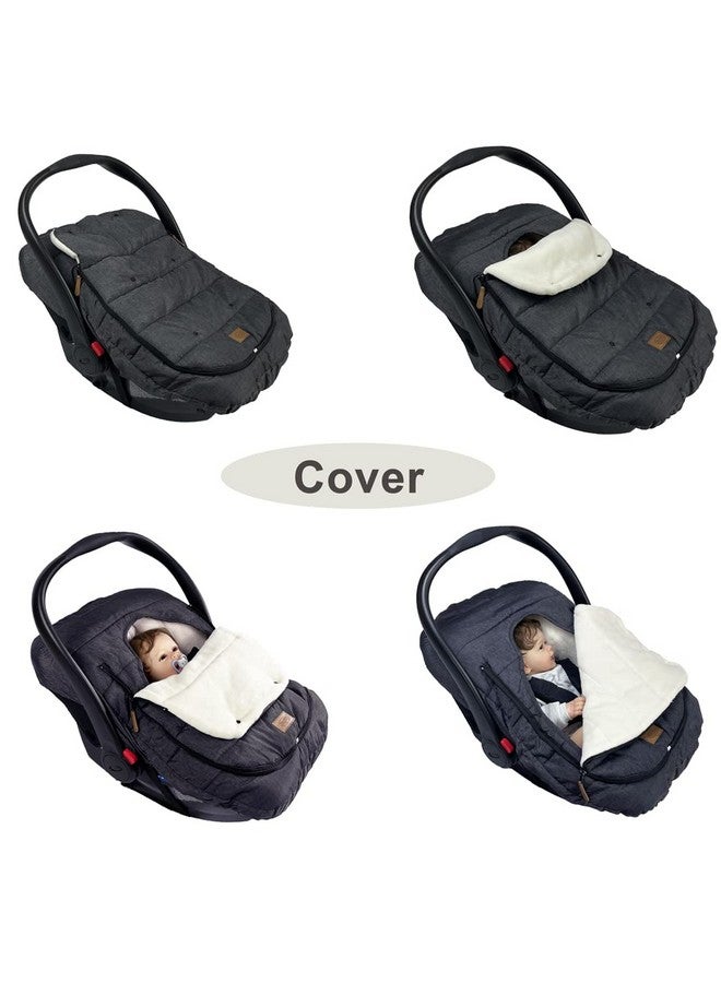 funlife 4 in 1 Premium Waterproof Universal Anti-Wind Infant Car Seat Cover Comes with Ultra Soft Fleece Car Seat Bunting Bag for Winter,Car Seat Cover Bunting Set for 0-12M - Image 4