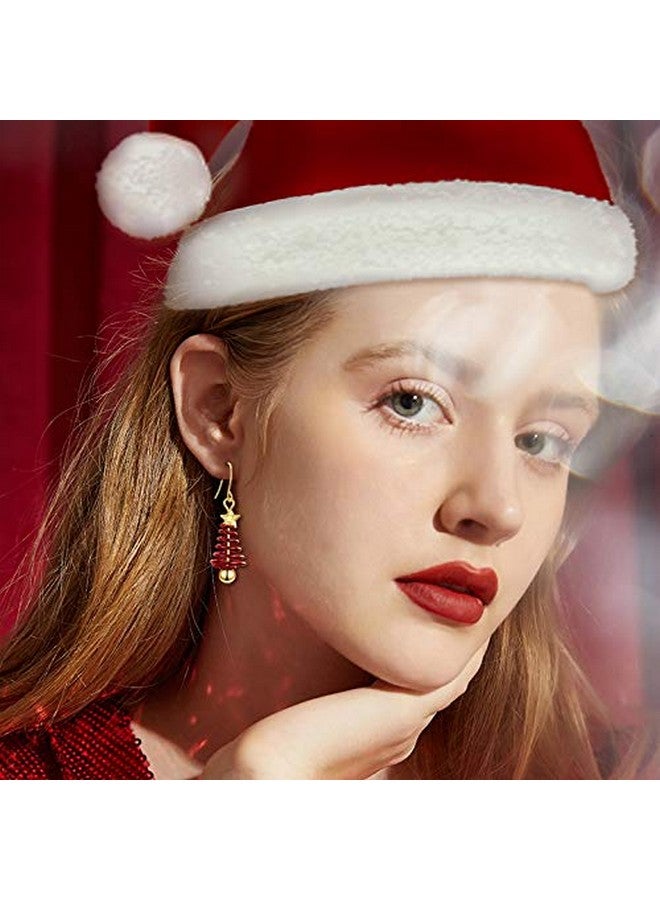 BriLove Fashion Classic Holiday Earrings For Women Lovely Cute Star Enamel Hook Drop Dangle Earrings Red Gold-Toned - Image 3